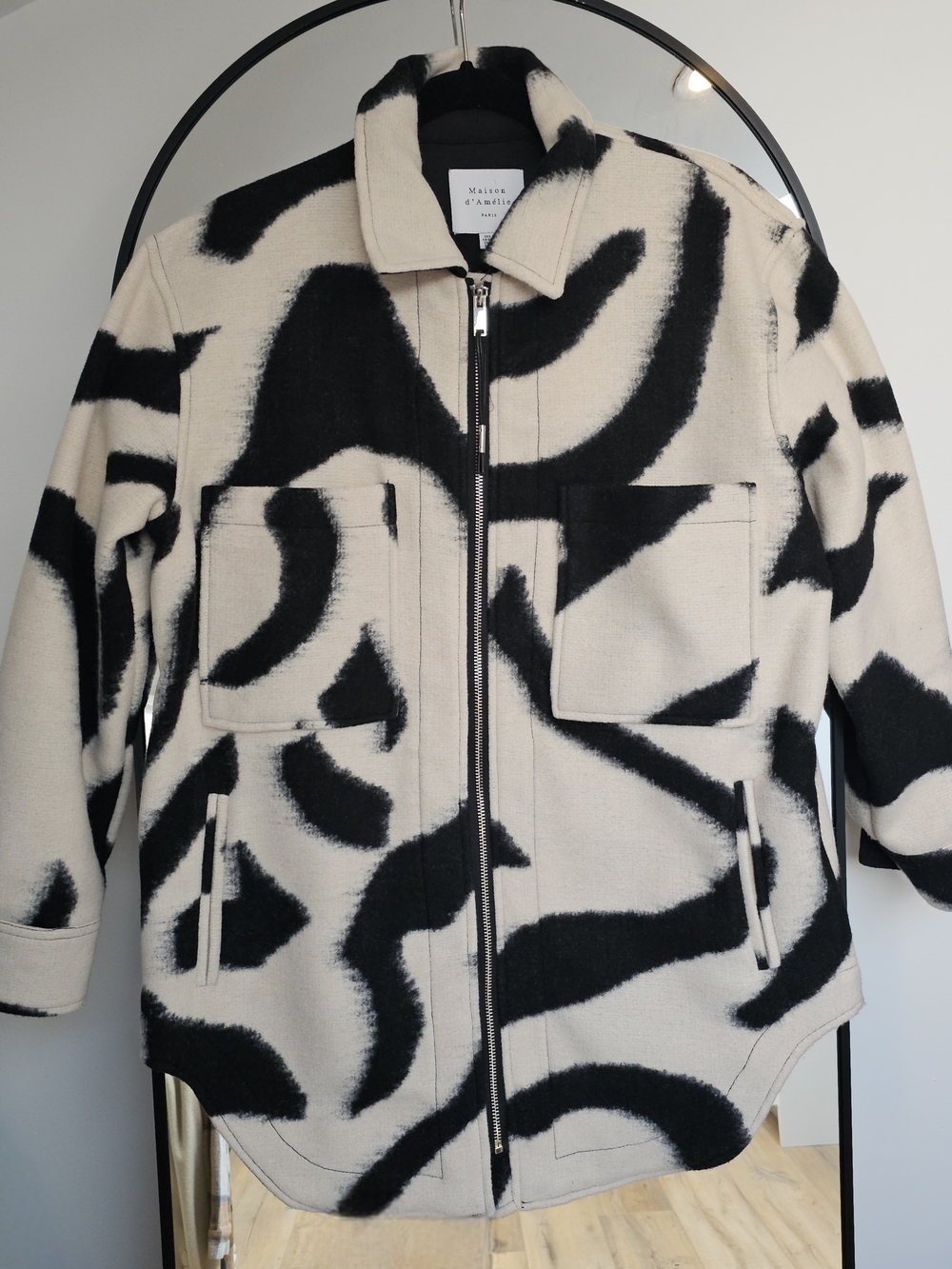 Maison d'Armorine Black & Cream Printed Wool Jacket